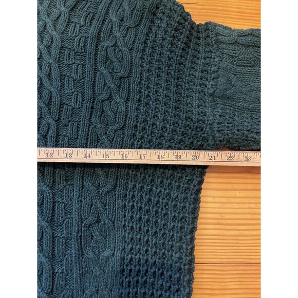 Structure Sweater VTG Y2K Heavy Chunky Cable-Knit Hunter Green Sweater L - Picture 2 of 3